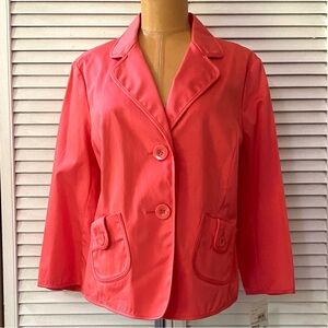 🆕 Liz Claiborne Blazer Women’s size 12 Red-Orange 3/4 Sleeve Jacket NWT